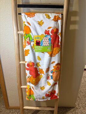 Sesame Street Elmo Thanksgiving Fall Pumpkin Plush Throw Blanket 50x70 NWT